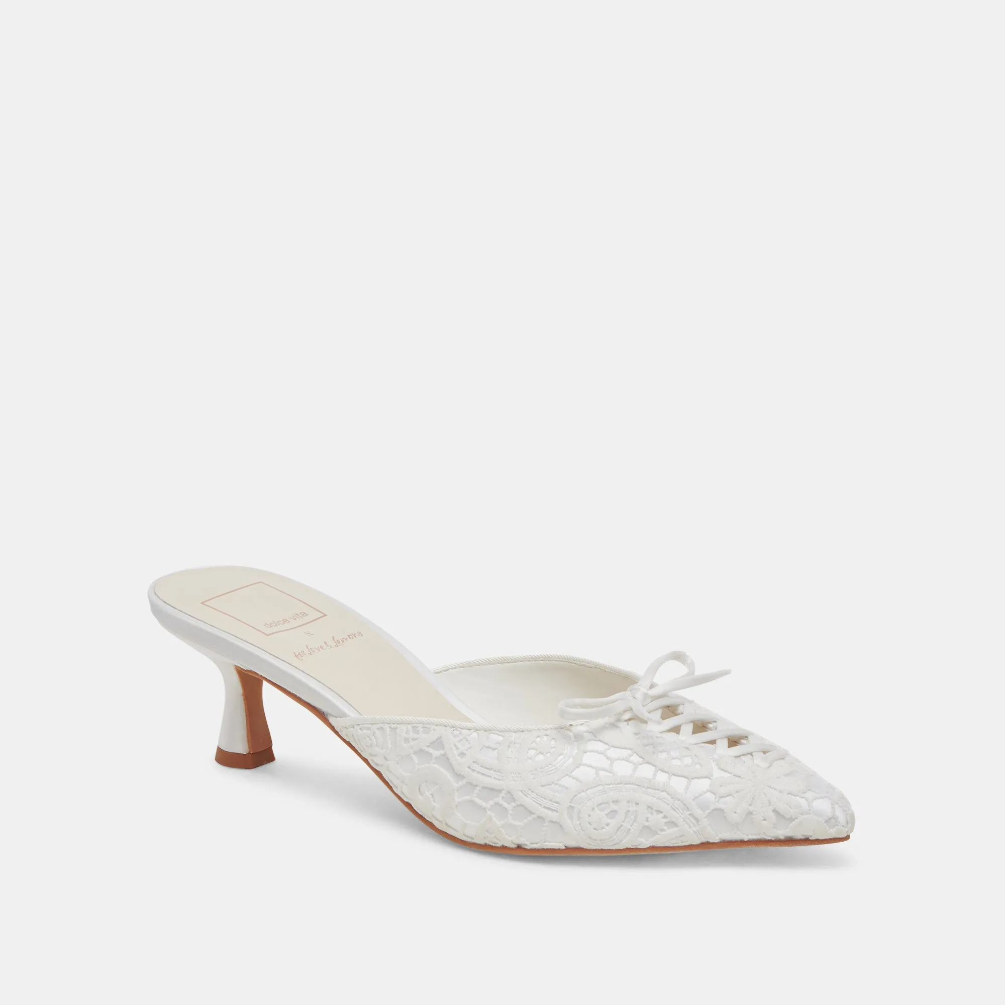 CAMILE WIDE HEELS WHITE FLORAL EYELET