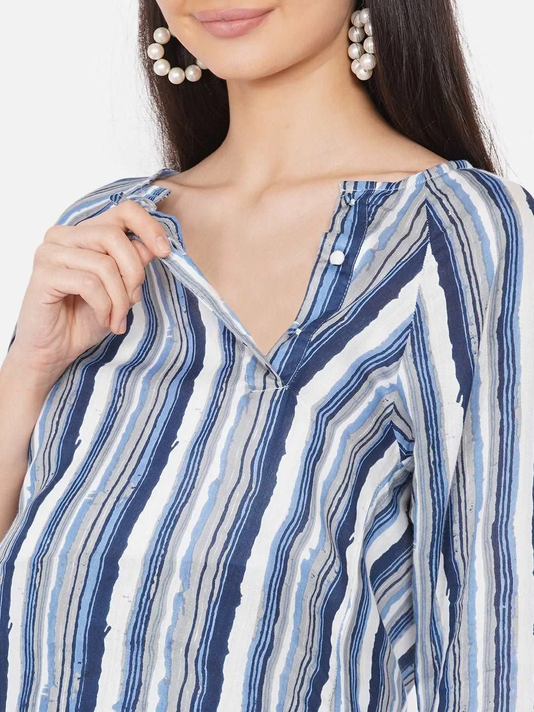 Casual Striped Blue Maternity and Pregnancy Top