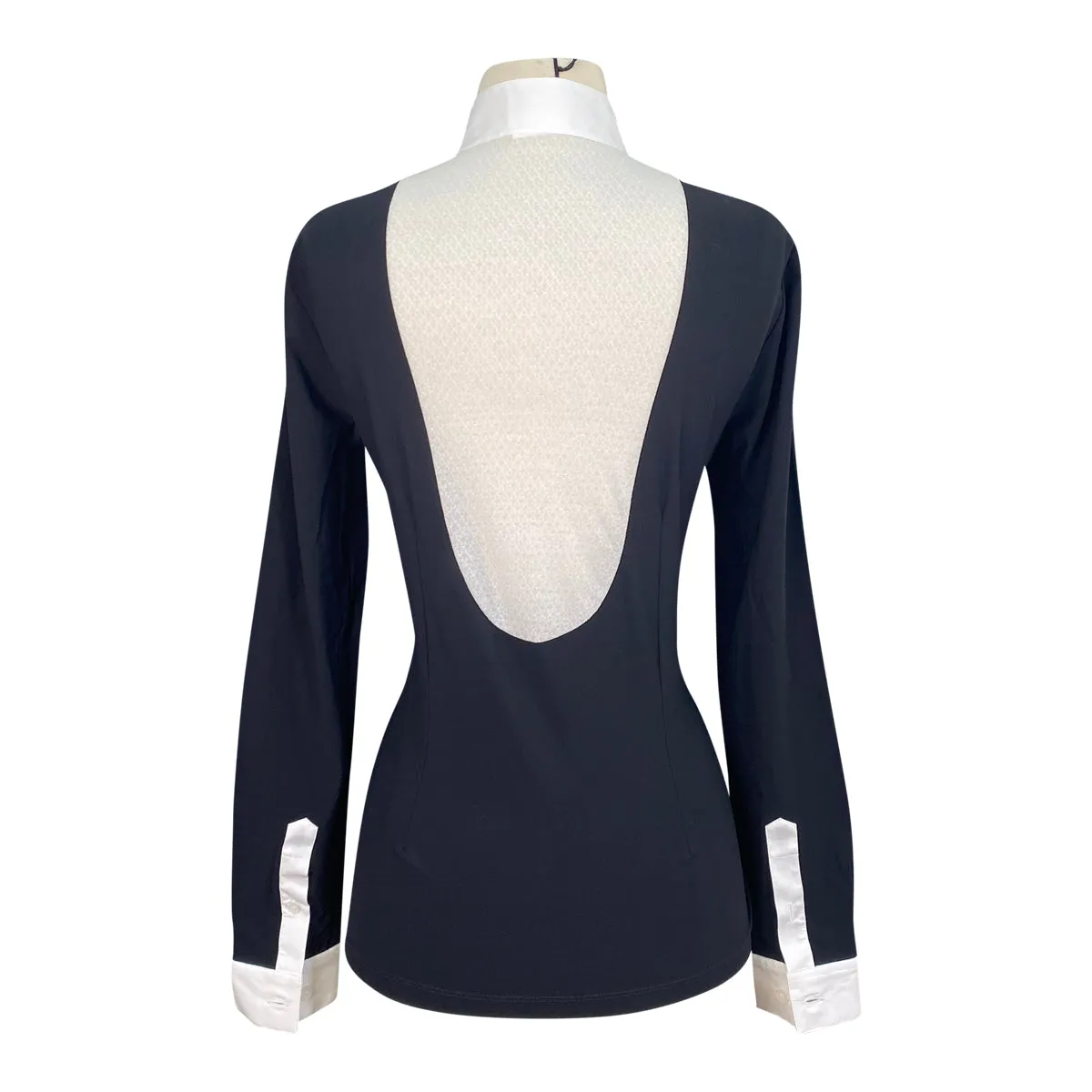 Cavalleria Toscana Lace Drop Bib L/S Competition Shirt in Navy - Women's Medium