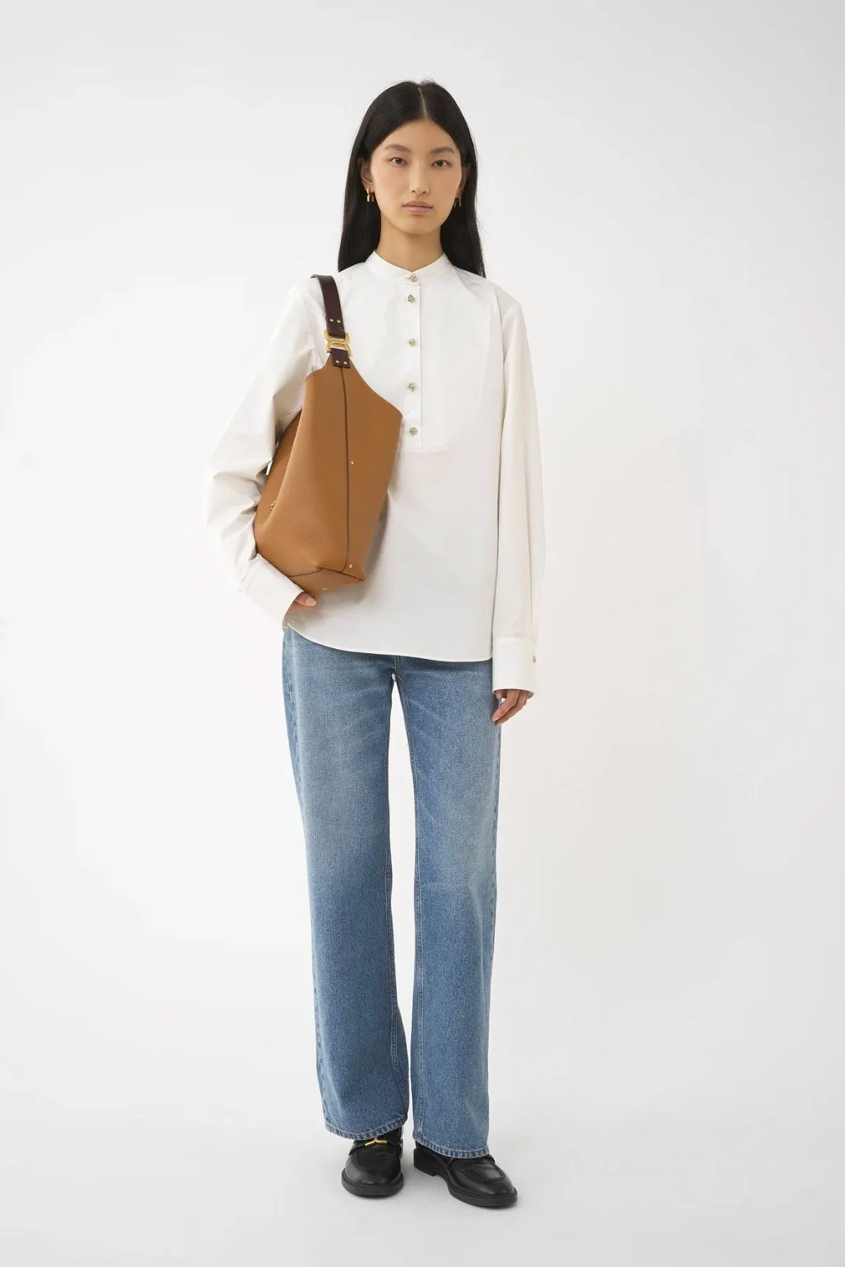 Chloé Organic Cotton Bib Front Shirt - Buttercream