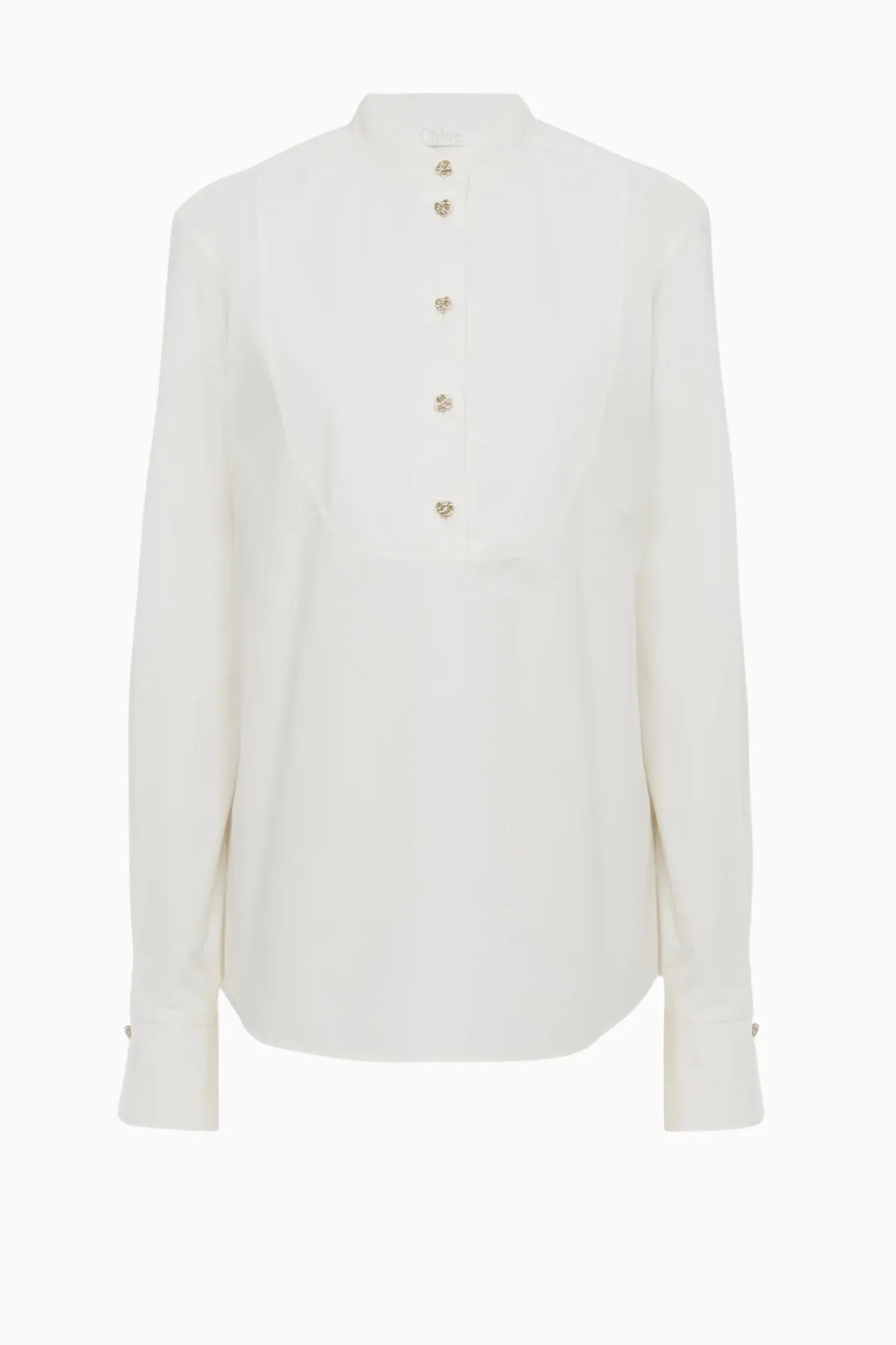 Chloé Organic Cotton Bib Front Shirt - Buttercream