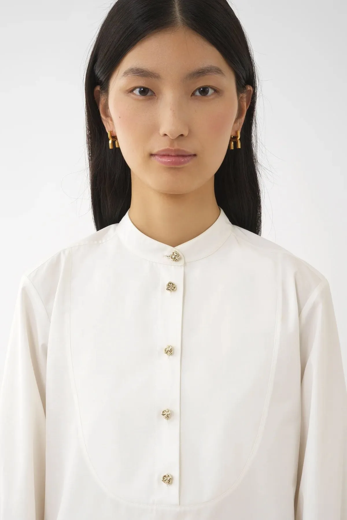 Chloé Organic Cotton Bib Front Shirt - Buttercream