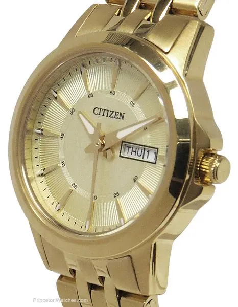 Citizen Quartz Ladies Watch - All Gold-Tone Look - Sun-Ray Dial Motif