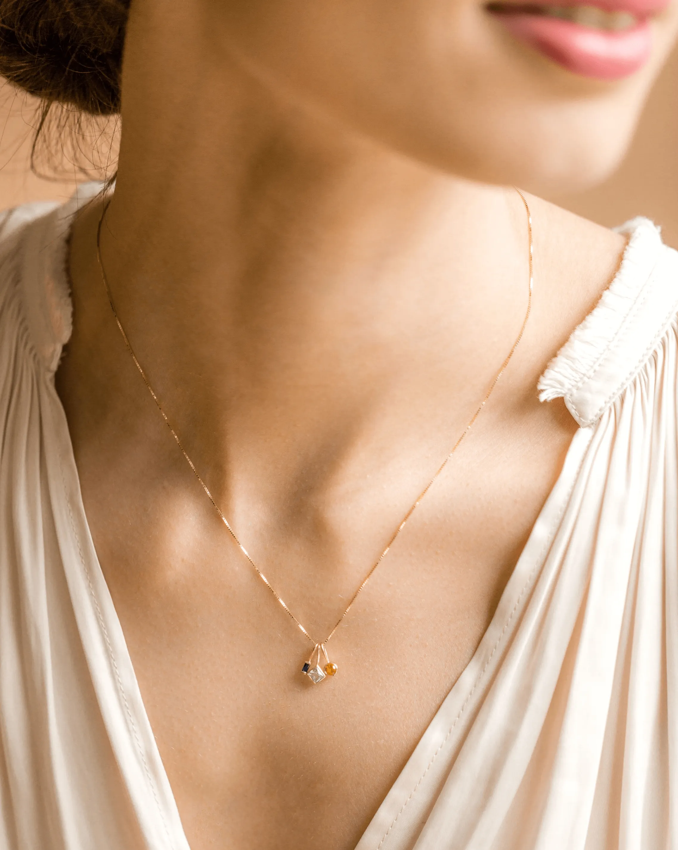 Citrine Pendant - 14k Solid Gold