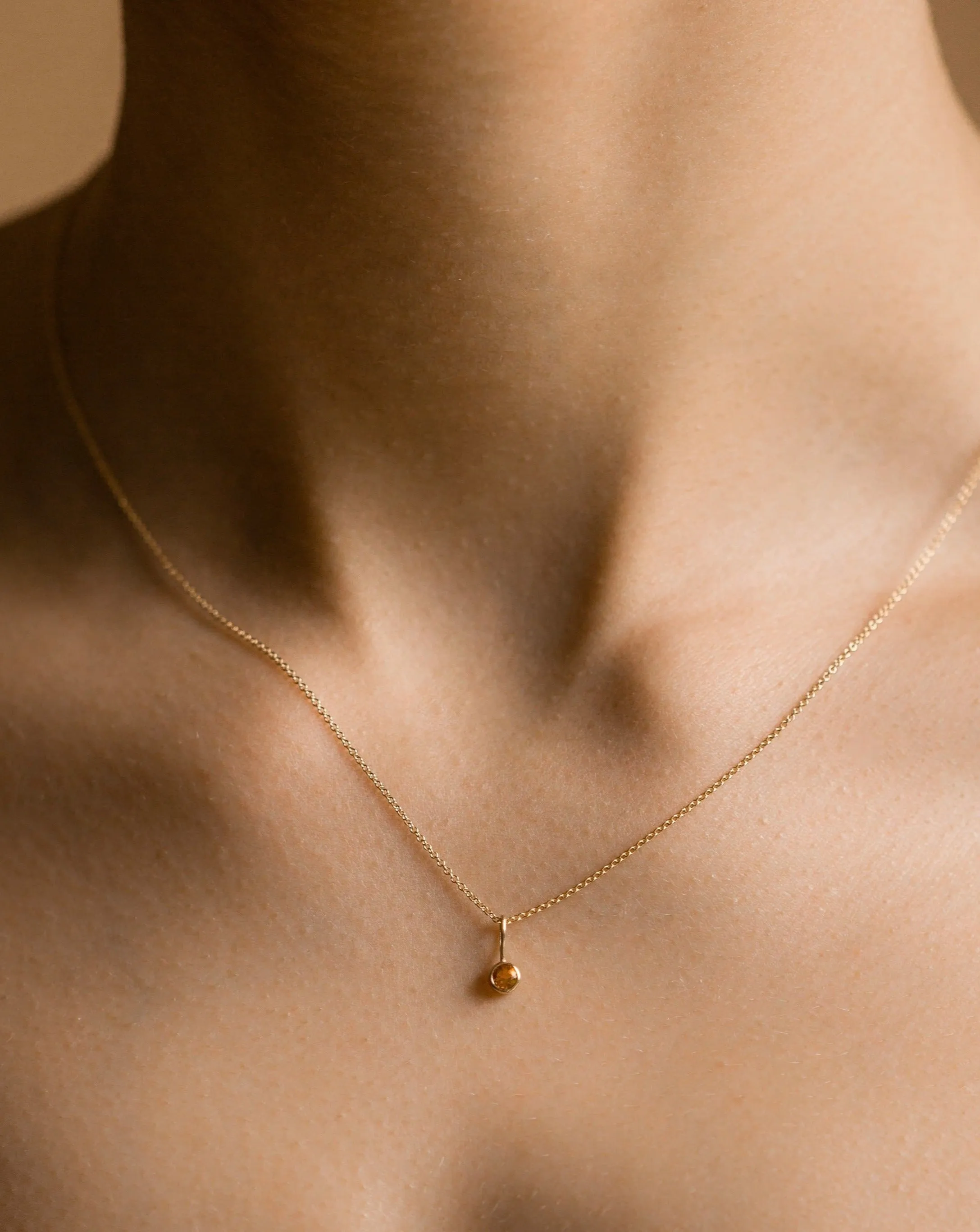 Citrine Pendant - 14k Solid Gold