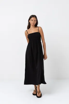 Classic shirred midi dress