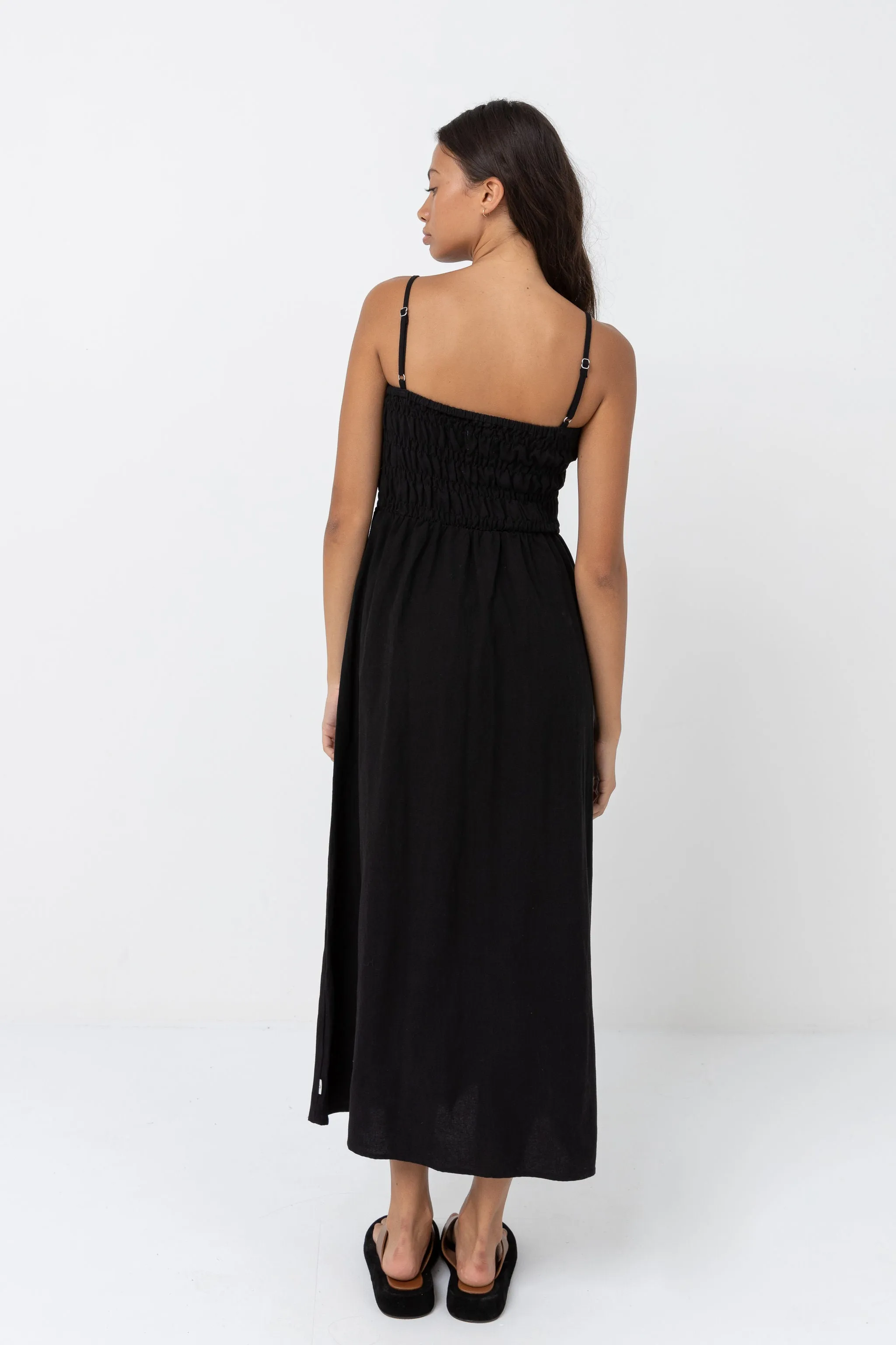 Classic shirred midi dress