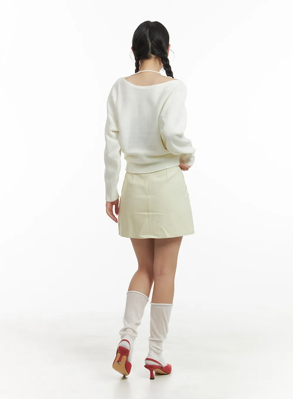 Cotton Solid Mini Skirt OM429