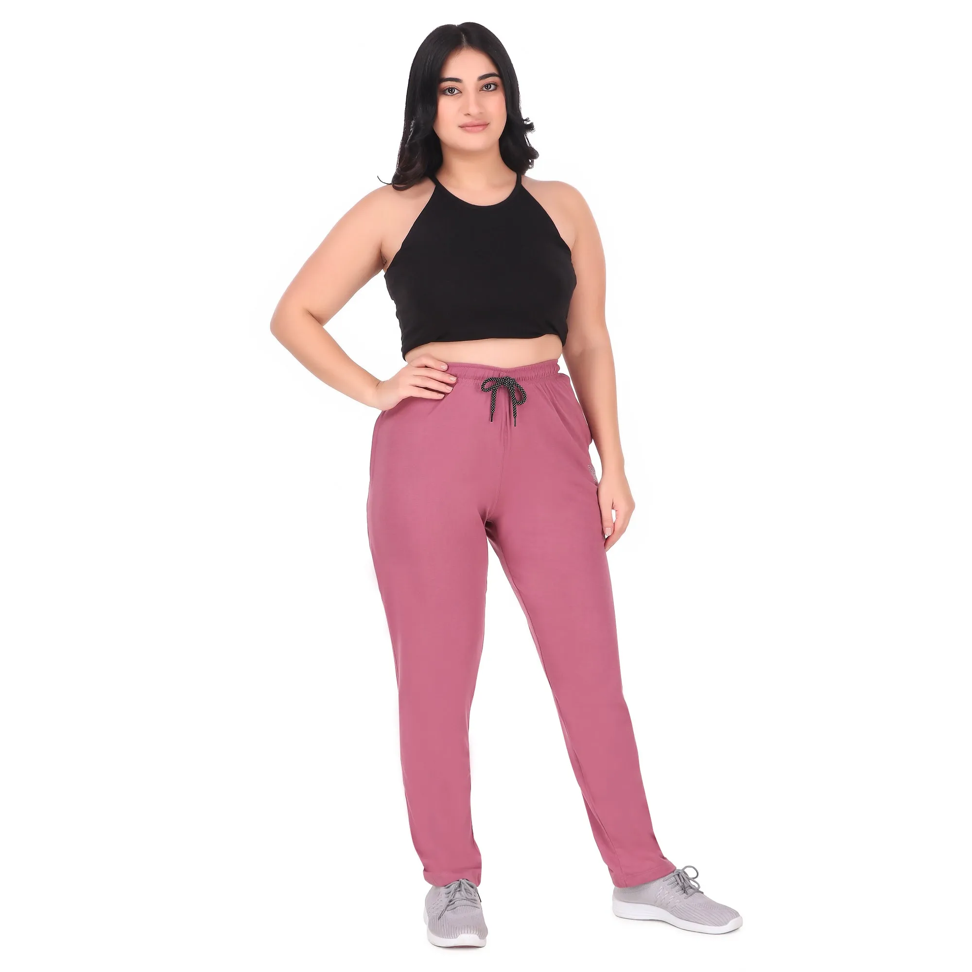 Cotton Track Pants For Women Pack of 3 (Mauve, Teal & Navy Blue)