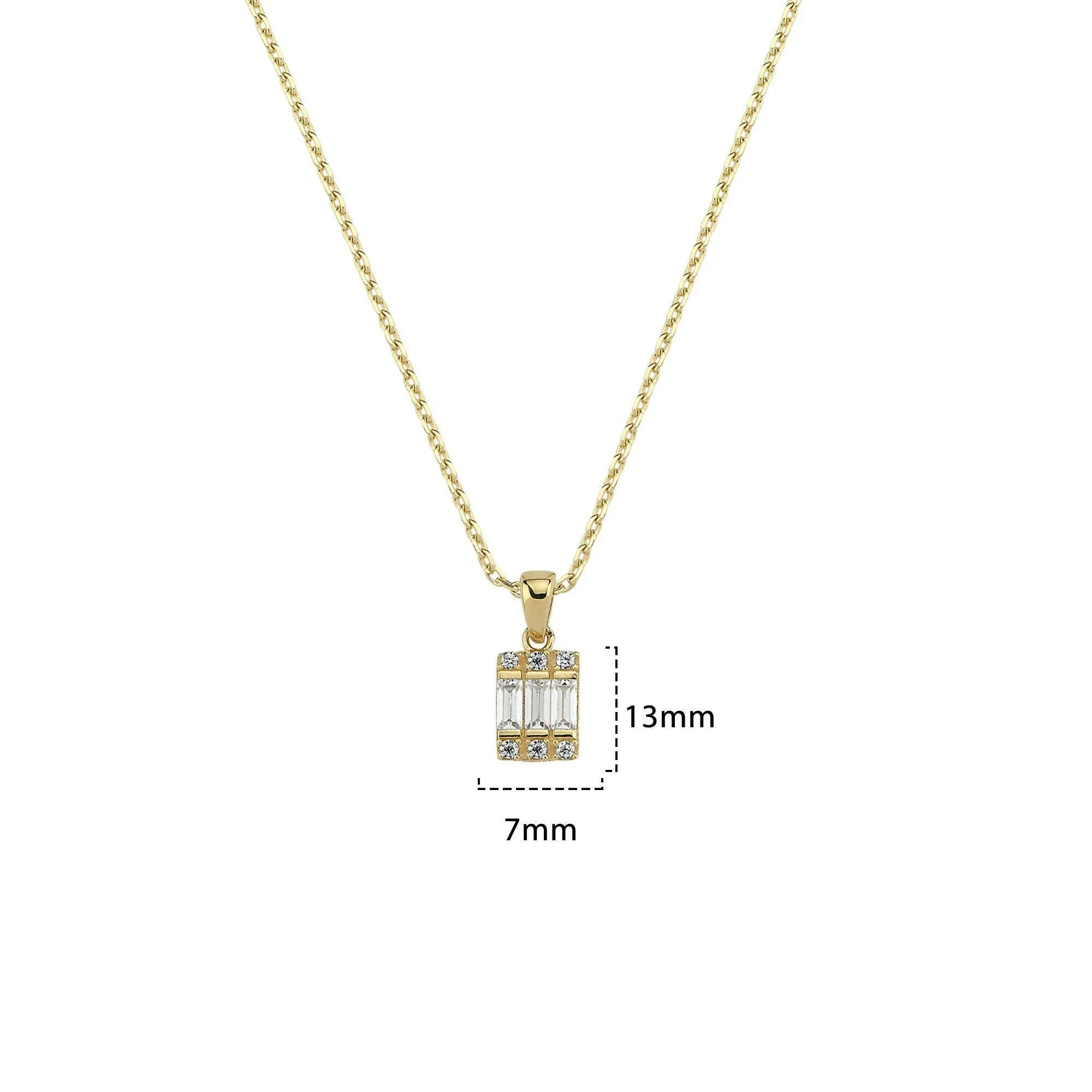 Cubic Zirconia Baguette Cut Necklace | 14K Solid Gold