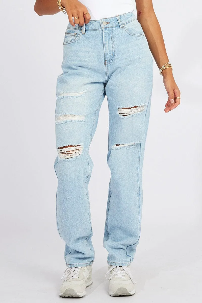 Denim High Rise Jean Ripped