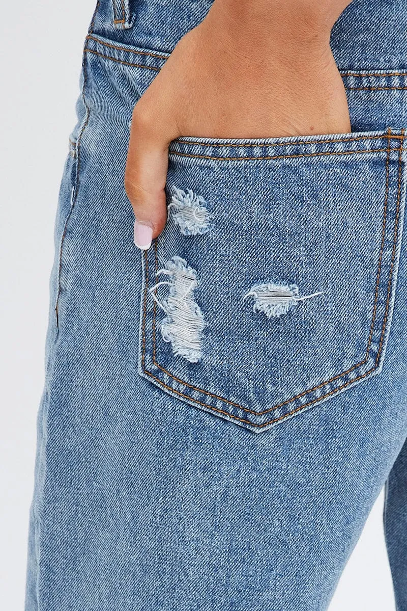 Denim Straight Jeans Low Rise