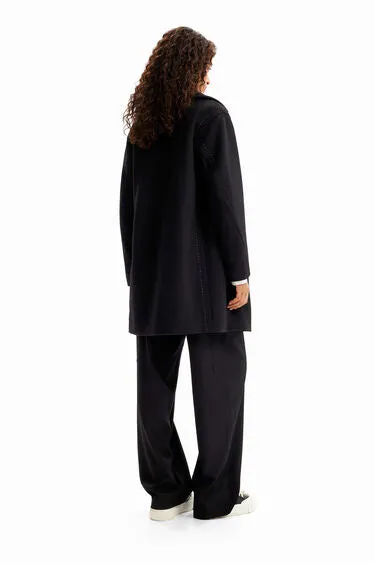 Desigual Stitching Wool Back Coat