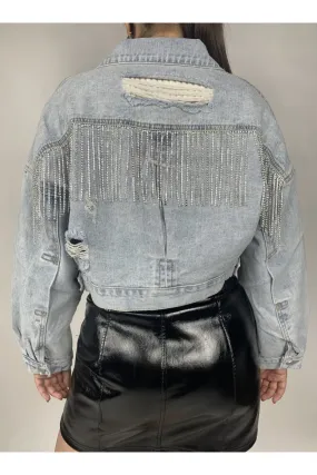 Dolly Fringe Light Denim Jacket