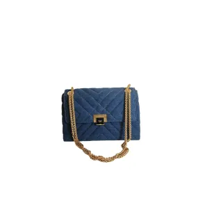 Dune Denim Quilted Convertible Shoulder Bag | Like New |