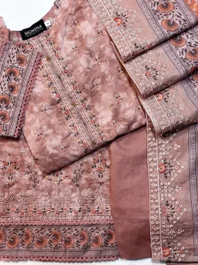 Dusky Pink Schiffli Lawn Embroidered Casual 3-Piece Suit