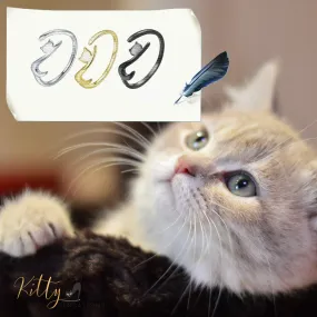 Elegant Cat Ring In Solid 925 Sterling Silver (Silver, Gold, or Black Gold Finish)