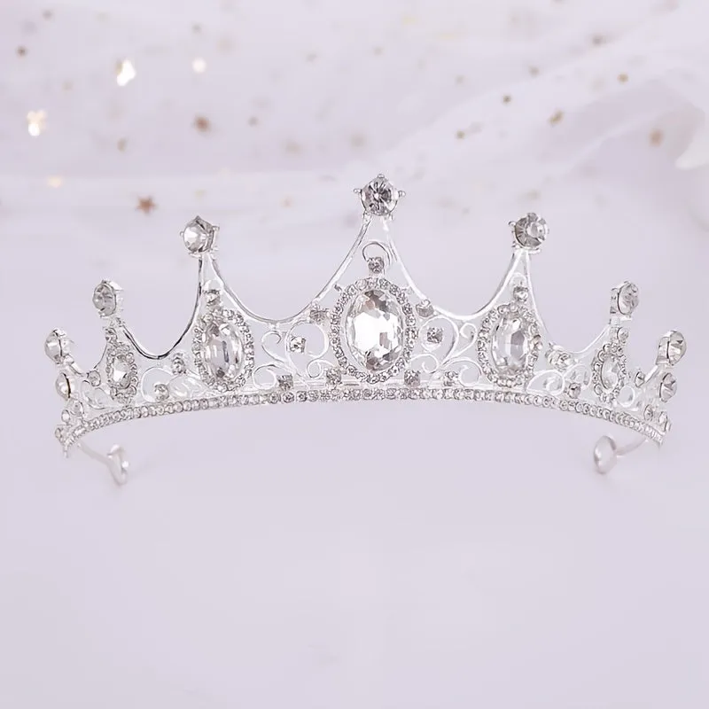 Elegant Vintage Small Baroque Crystal Tiaras Crowns, Halloween Hair Accessories, Bridal Jewelry, Rhinestone Crystal Diadem LJH39