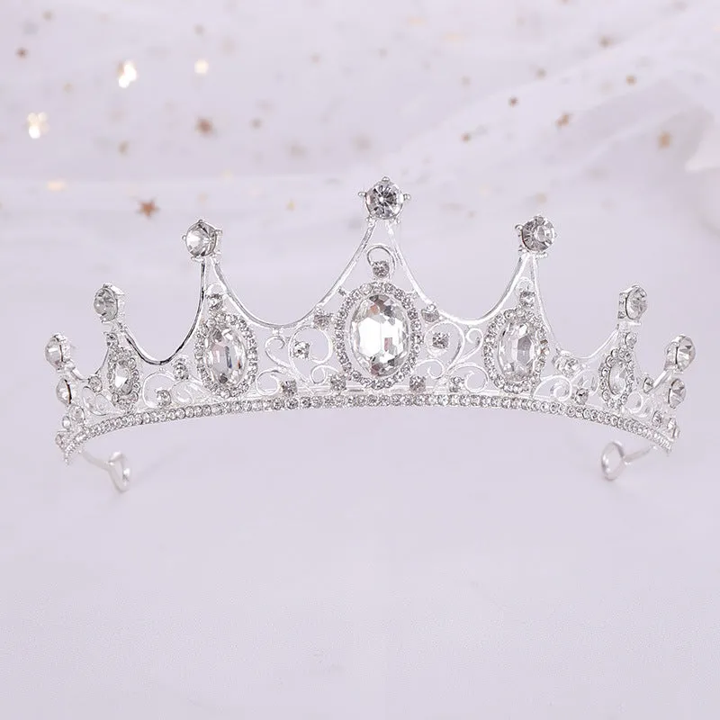 Elegant Vintage Small Baroque Crystal Tiaras Crowns, Halloween Hair Accessories, Bridal Jewelry, Rhinestone Crystal Diadem LJH39