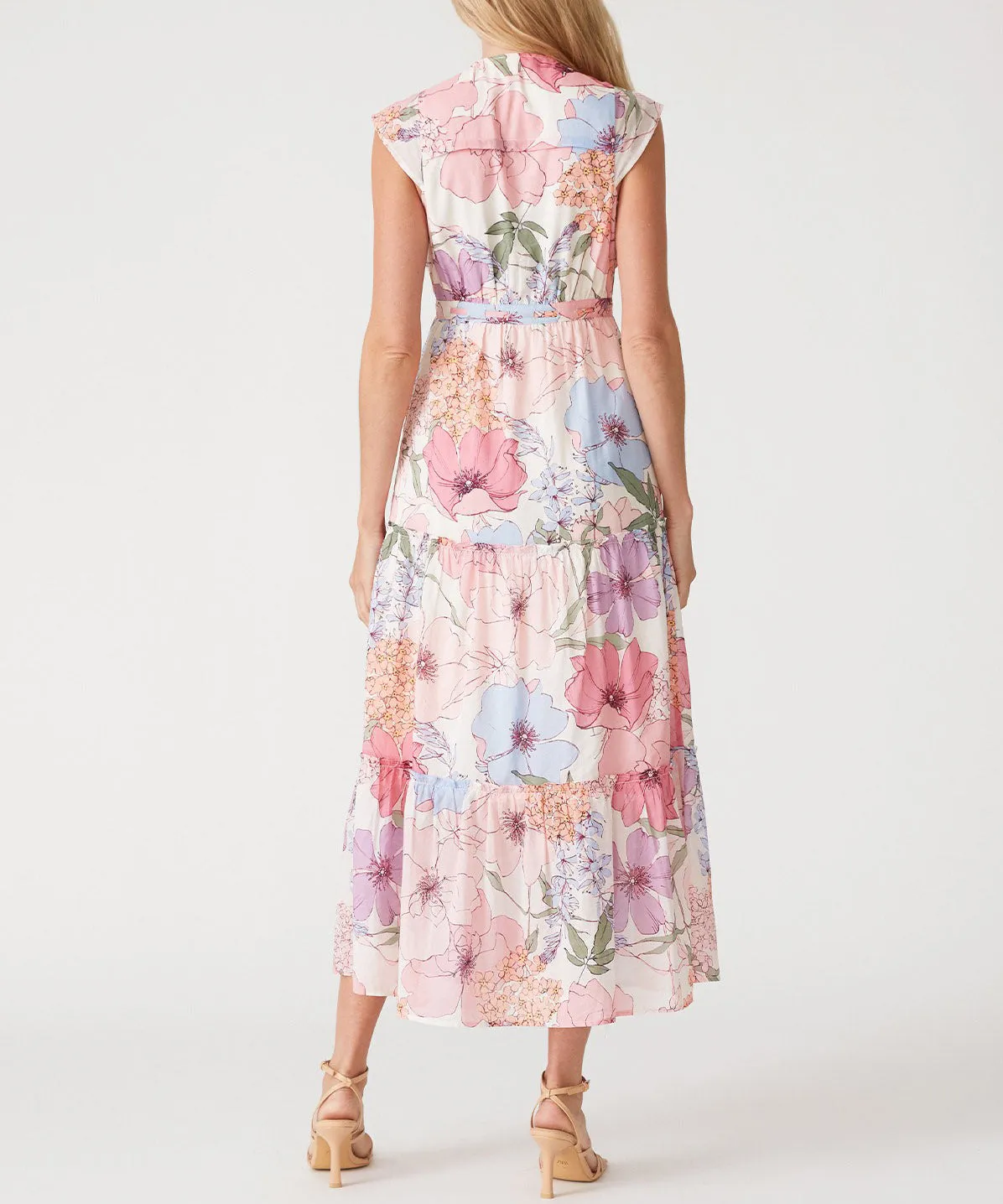 Floral Tiered Maxi Dress - Ivory/Natural