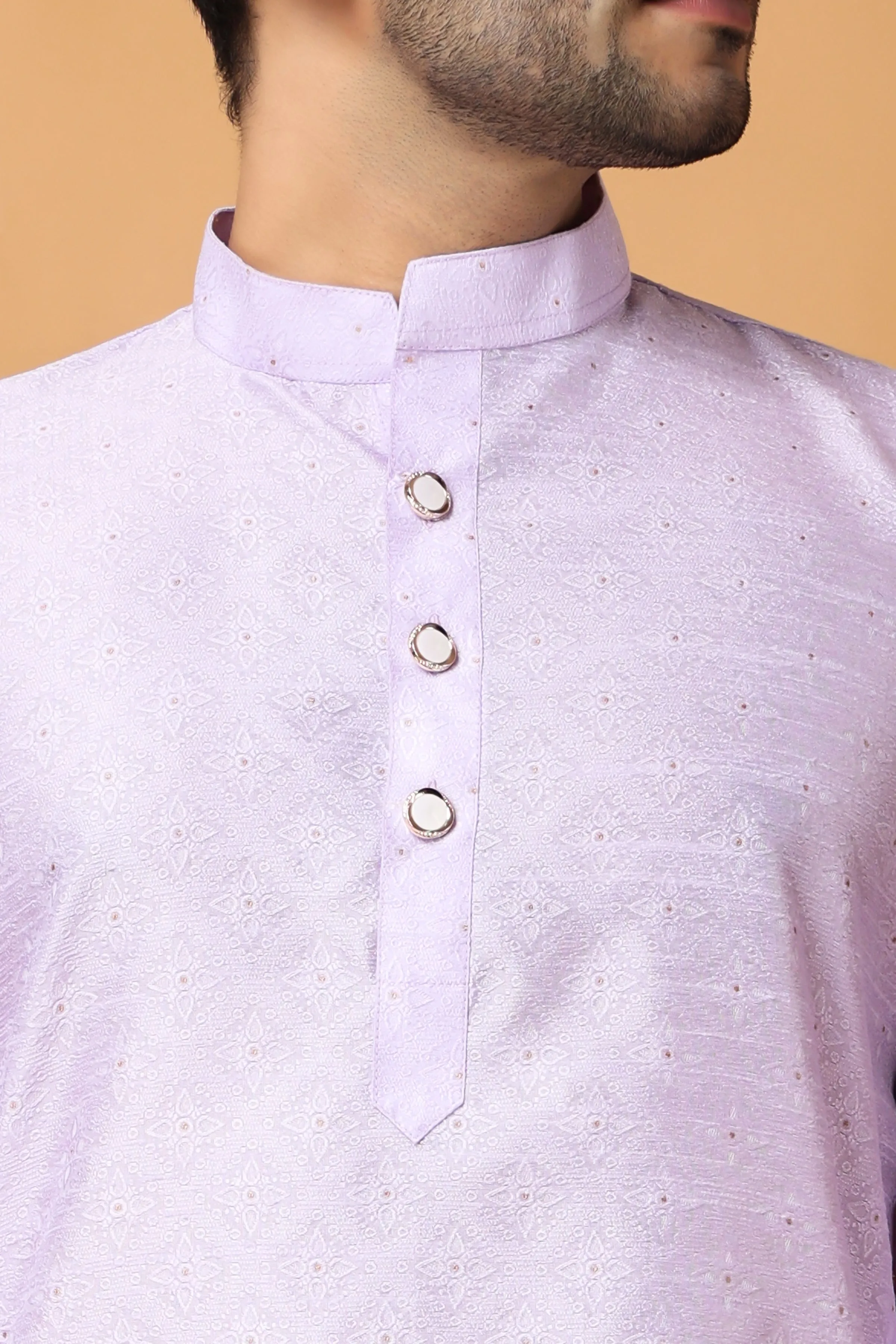 French Lilac Woven Kurta