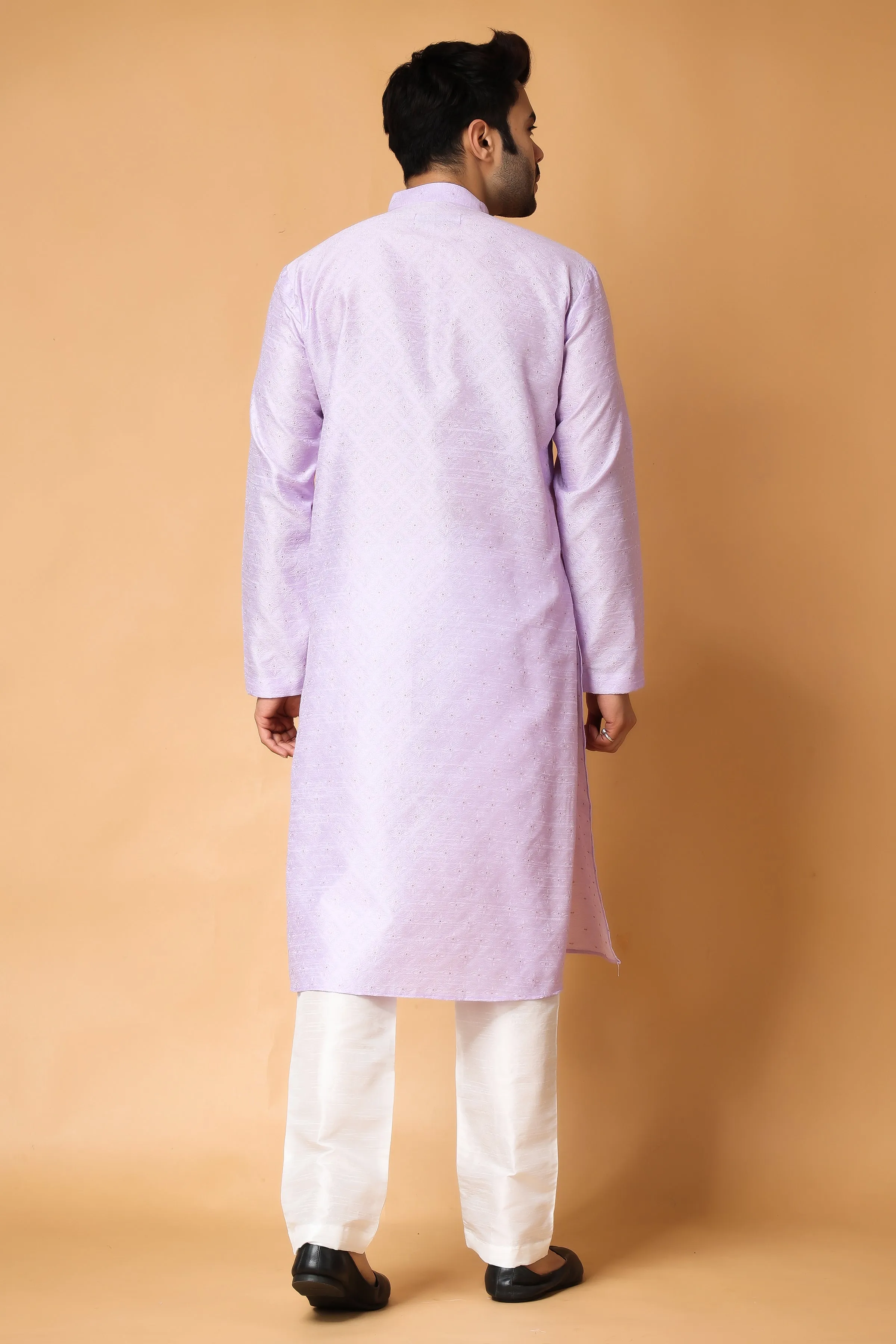 French Lilac Woven Kurta