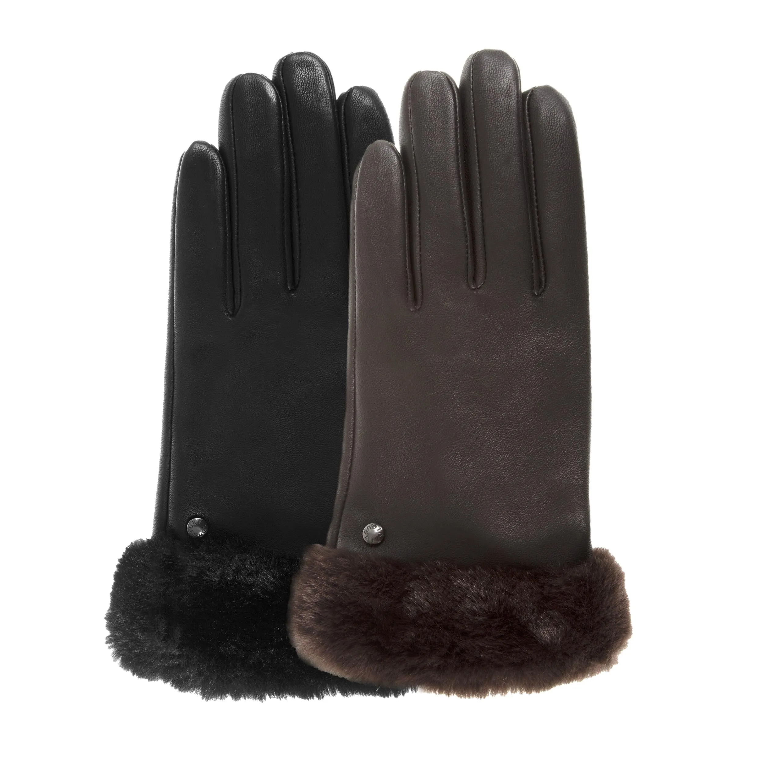 Gants Femme cuir bord fourrure Noir