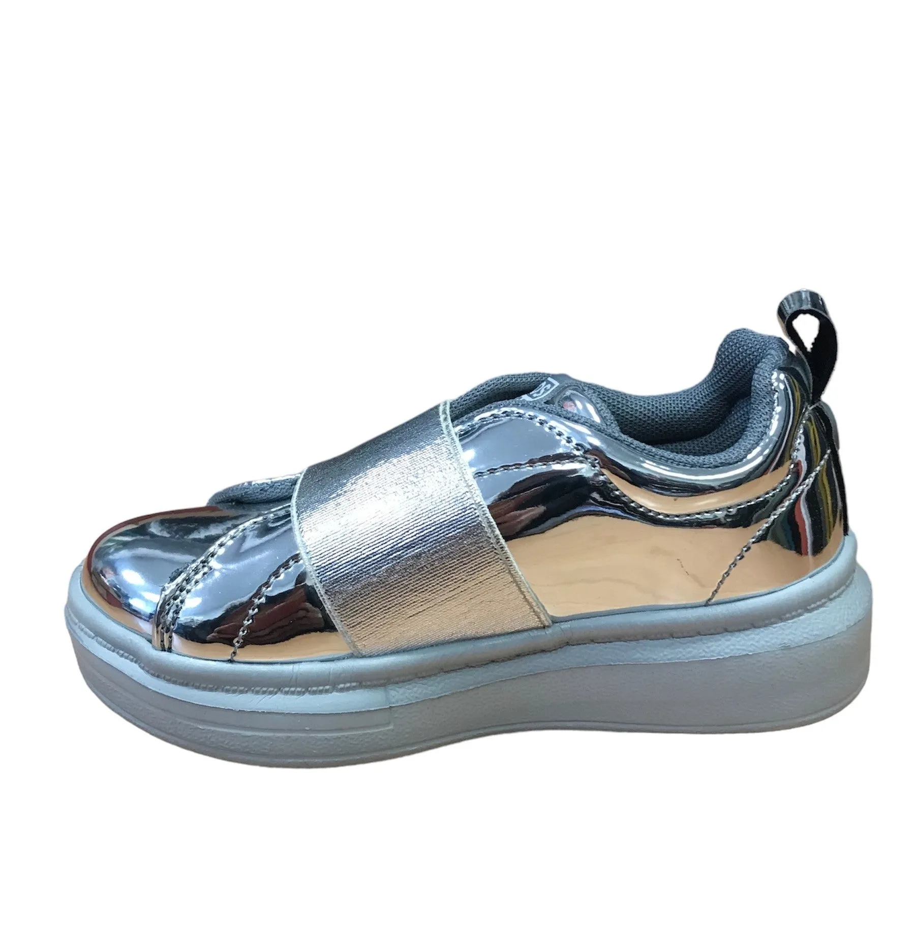 Gioseppo patent effect slip-on girls' shoes 41884 pewter