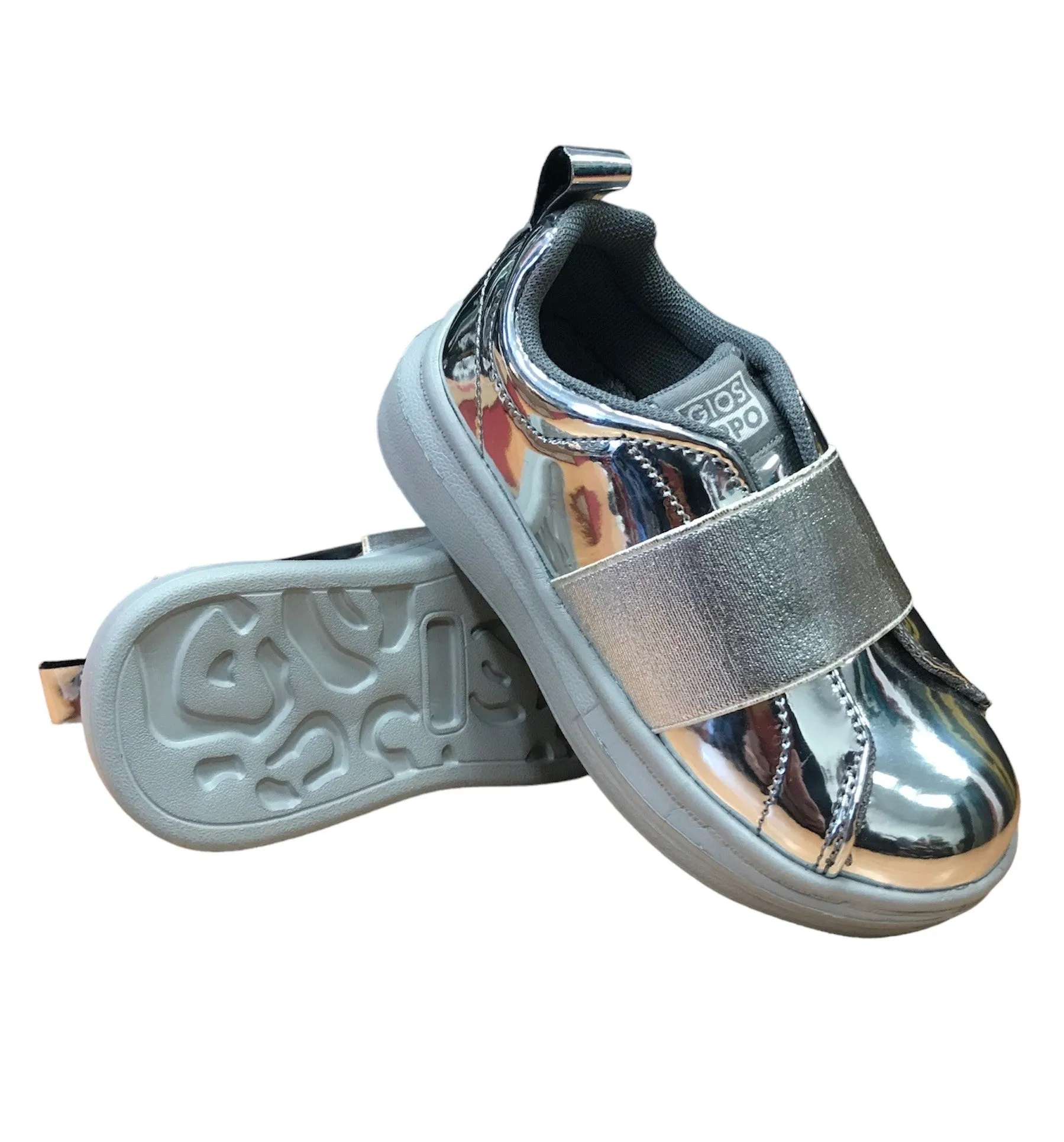 Gioseppo patent effect slip-on girls' shoes 41884 pewter