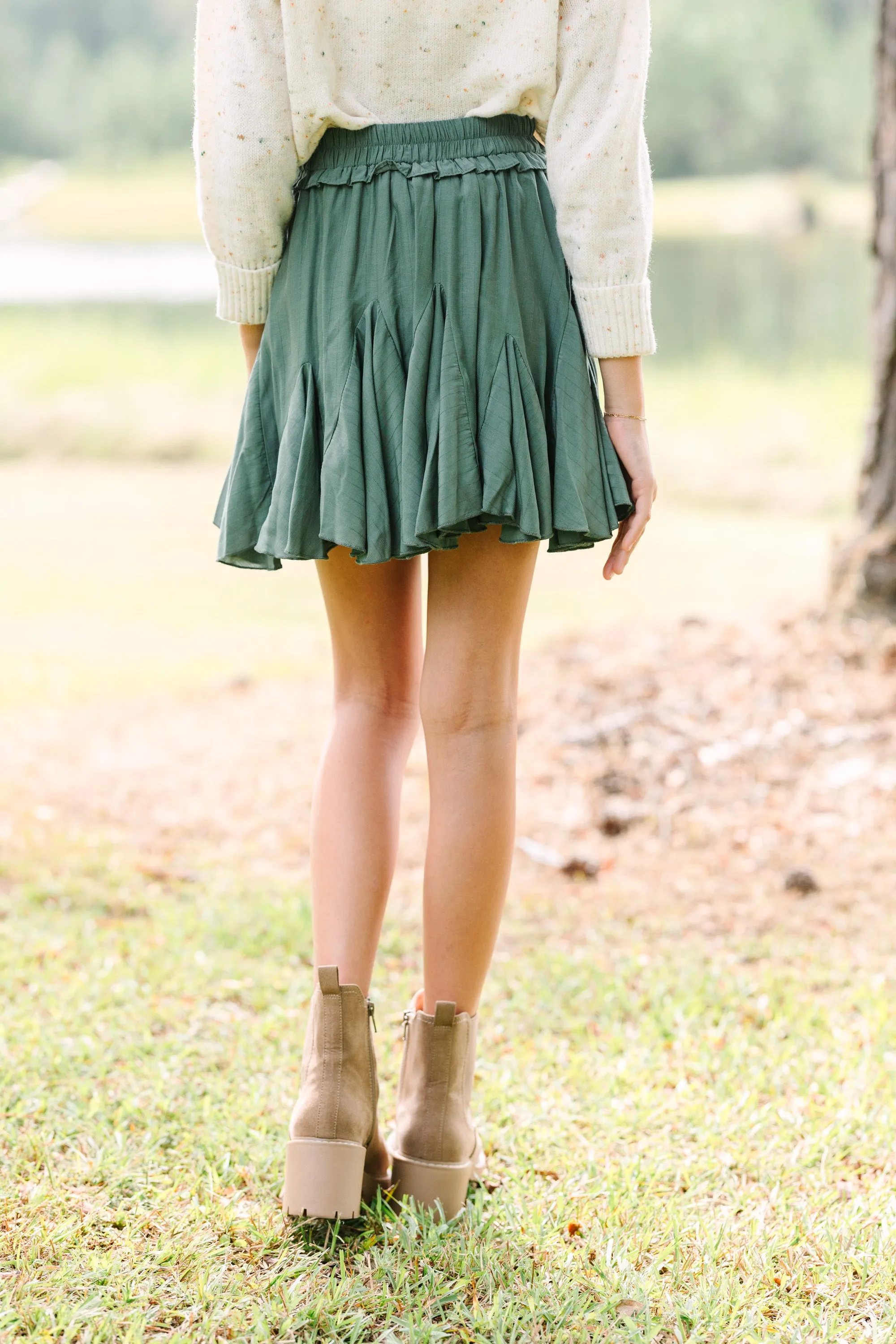 Girls: Look Your Way Olive Green Ruffled Skort