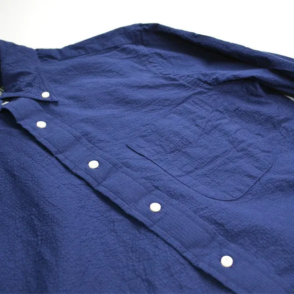 Gitman Vintage - Solid Seersucker Shirt - Navy