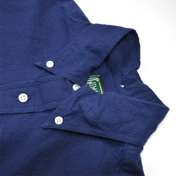 Gitman Vintage - Solid Seersucker Shirt - Navy