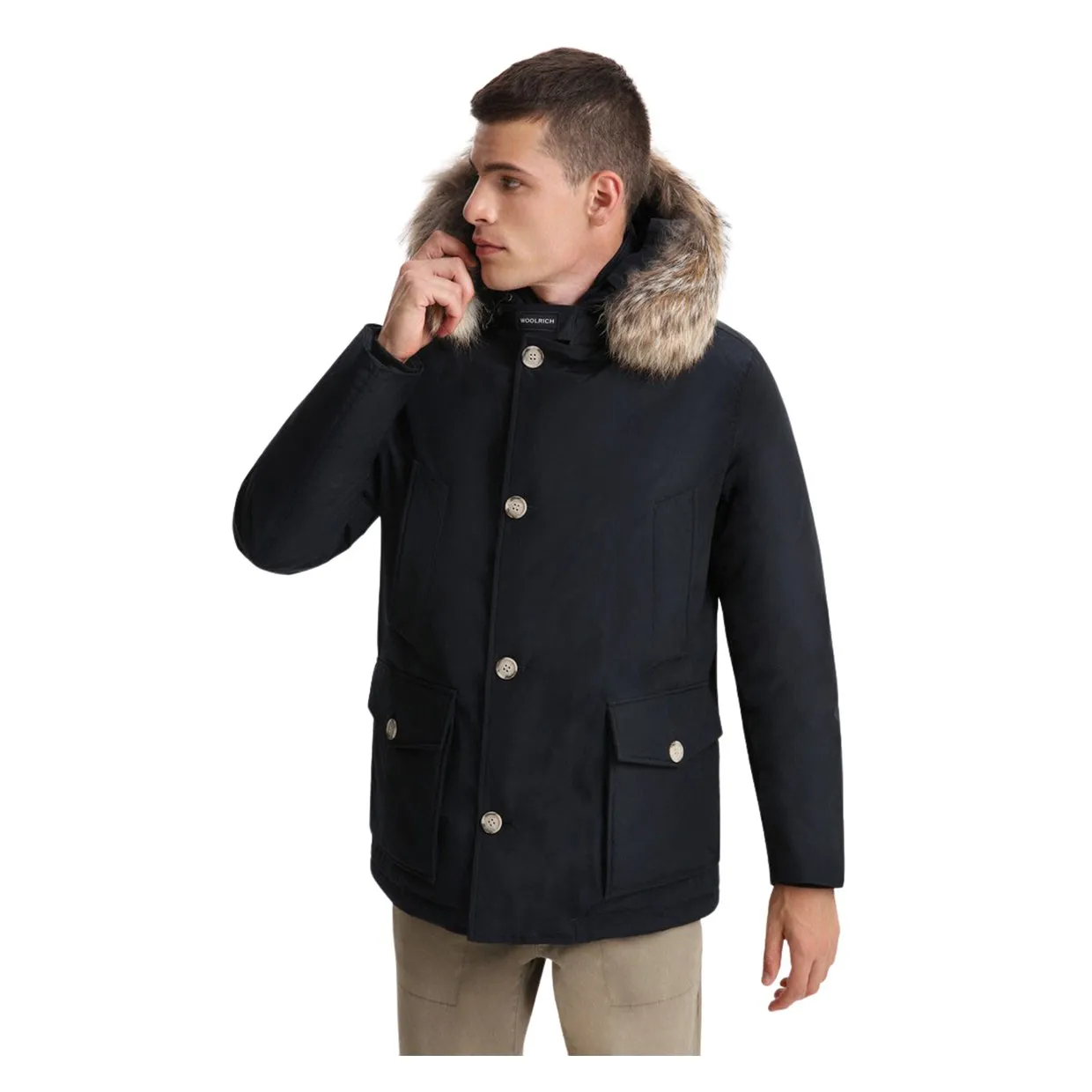 Giubbino Woolrich Arctic Detachable Fur Anorak Blu Melton