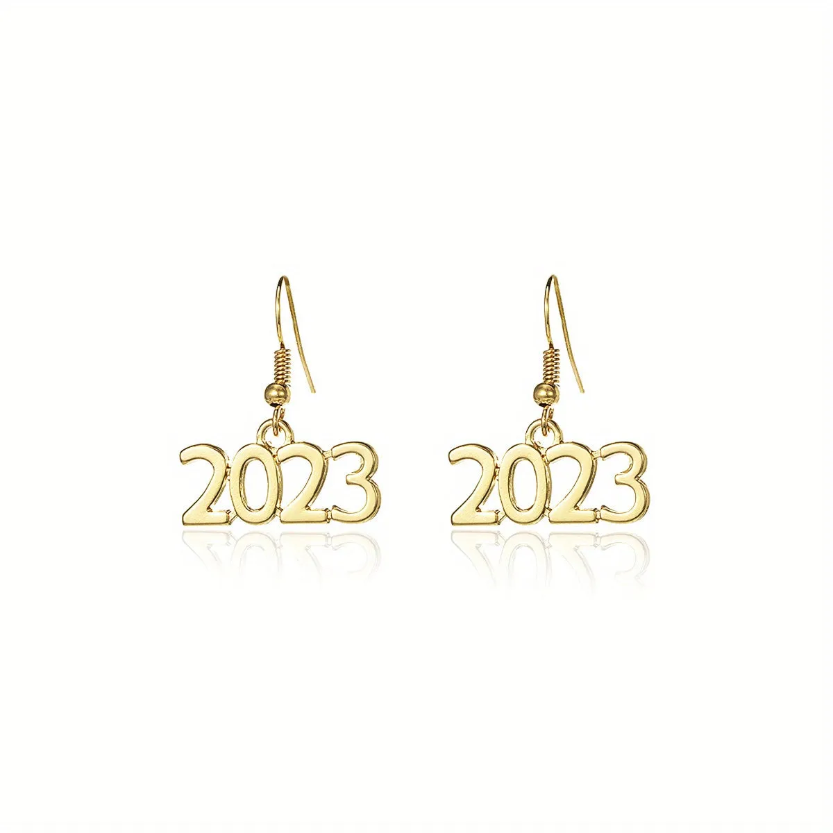 Golden / Silvery Number 2023 Design Hook Dangle Earrings Elegant Punk Style Alloy Jewelry Delicate Female Gift