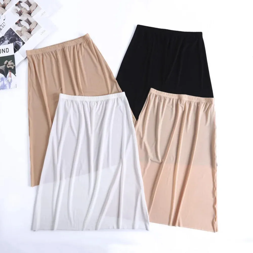 Half Slips Under Dress Fashion Cooling Underskirts Lingerie Satin Skirt Ladies