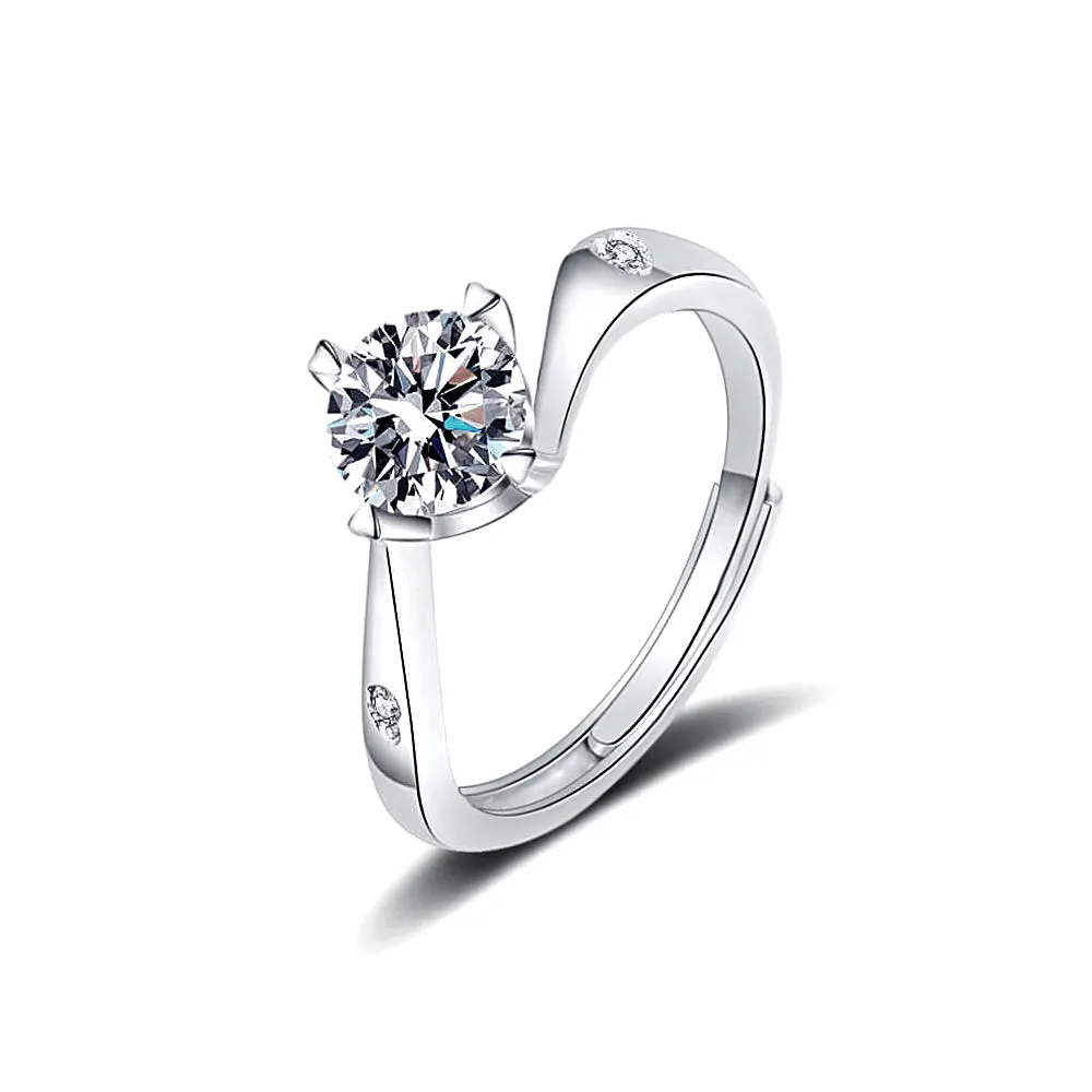 Heart Diamond Twisted Four Prong Moissanite Ring