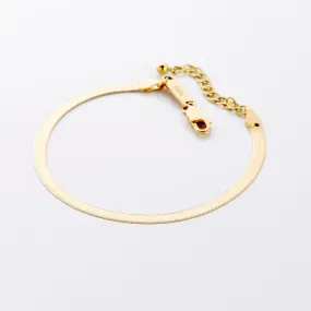 Herringbone Chain Bracelet - 18K Solid Gold