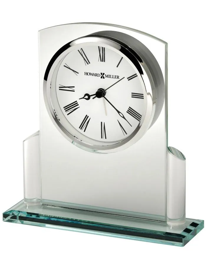 Howard Miller Colton Tabletop Alarm Clock - Glass Frame & Base - White Dial