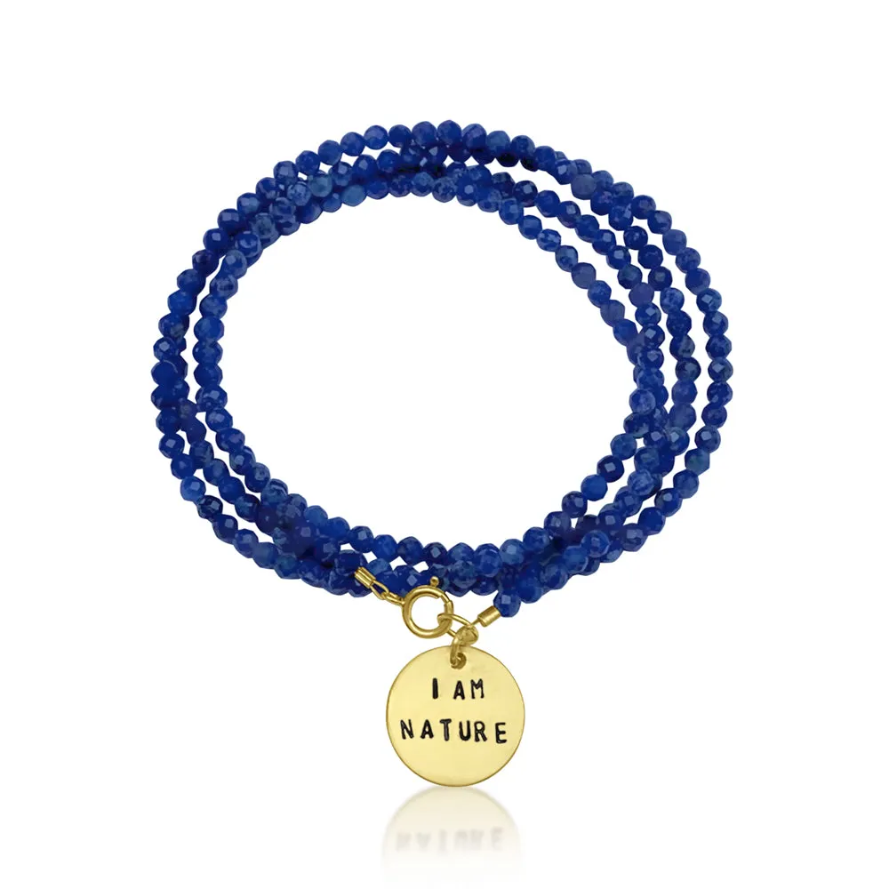 I am Nature Affirmation Wrap Bracelet with Lapis Lazuli to Help You Evolve