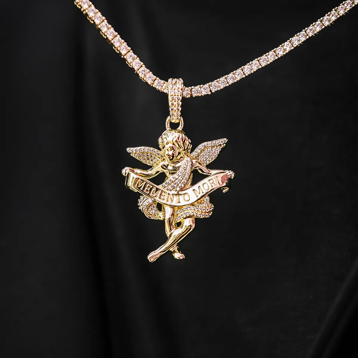 Iced Cherub Angel Pendant