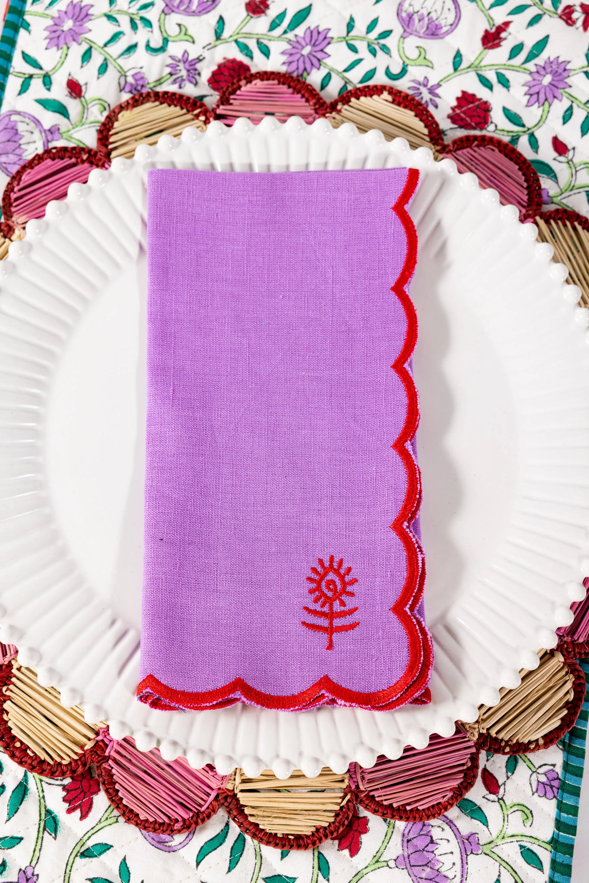 Icon Linen Napkins S/4 - Lilac   Cherry