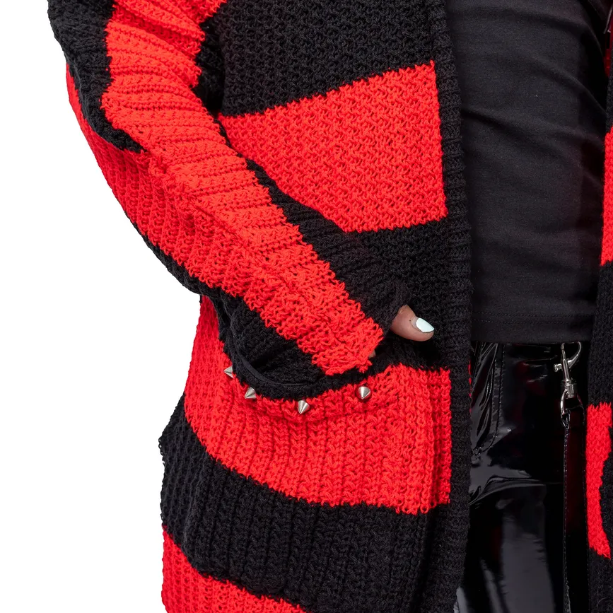 IN A DAZE CARDIGAN - BLACK/RED