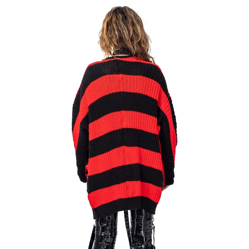 IN A DAZE CARDIGAN - BLACK/RED