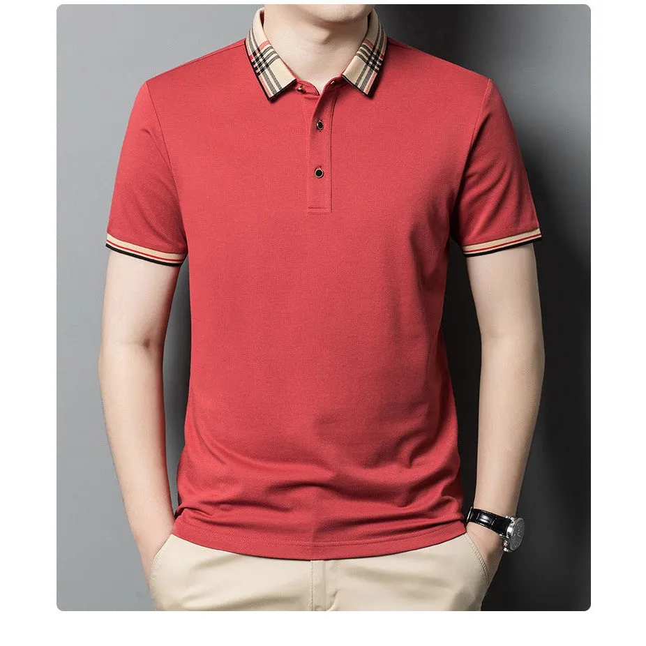 INSTOCK - Summer men's lapel polo shirt solid color casual men's