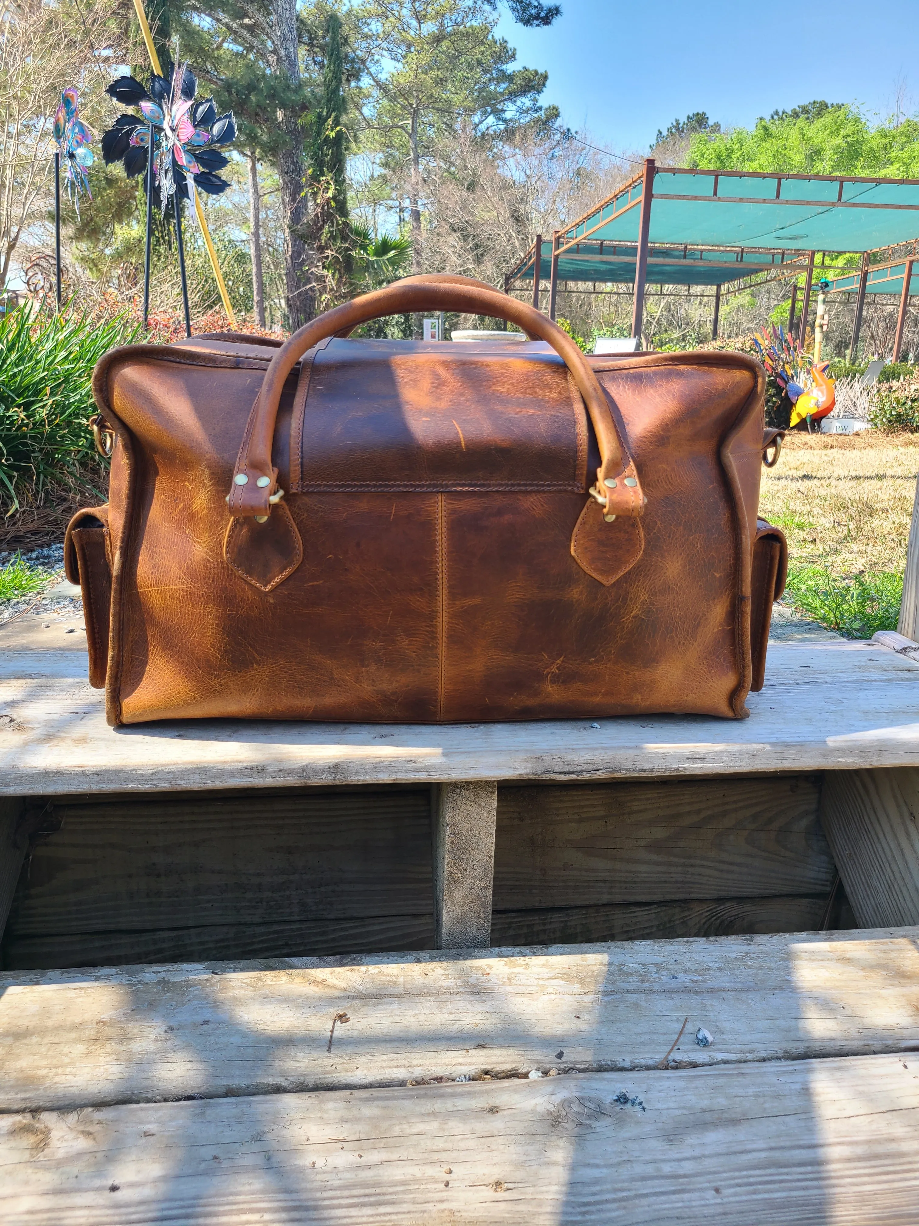 Italian Leather Weekender Duffel