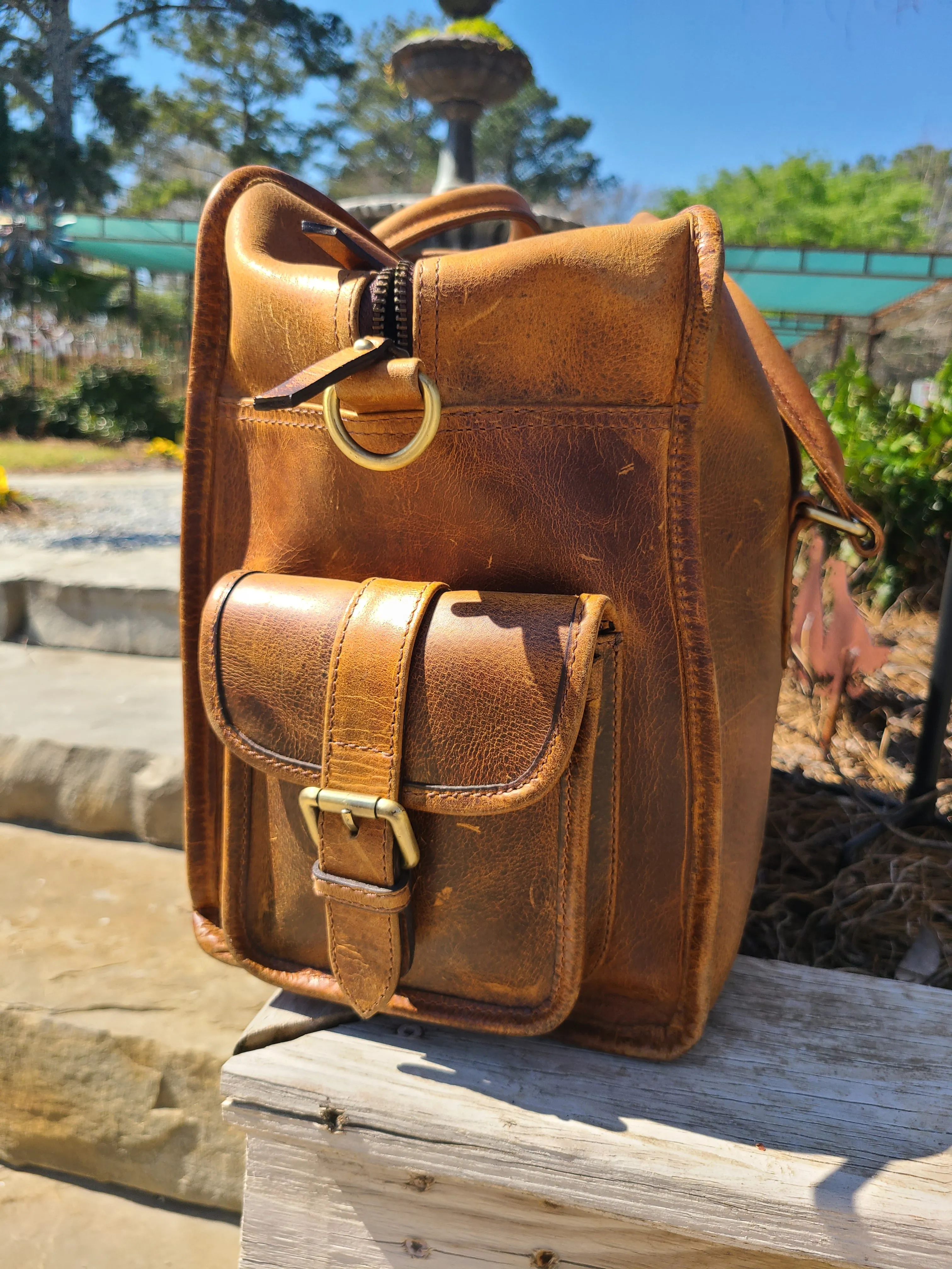 Italian Leather Weekender Duffel