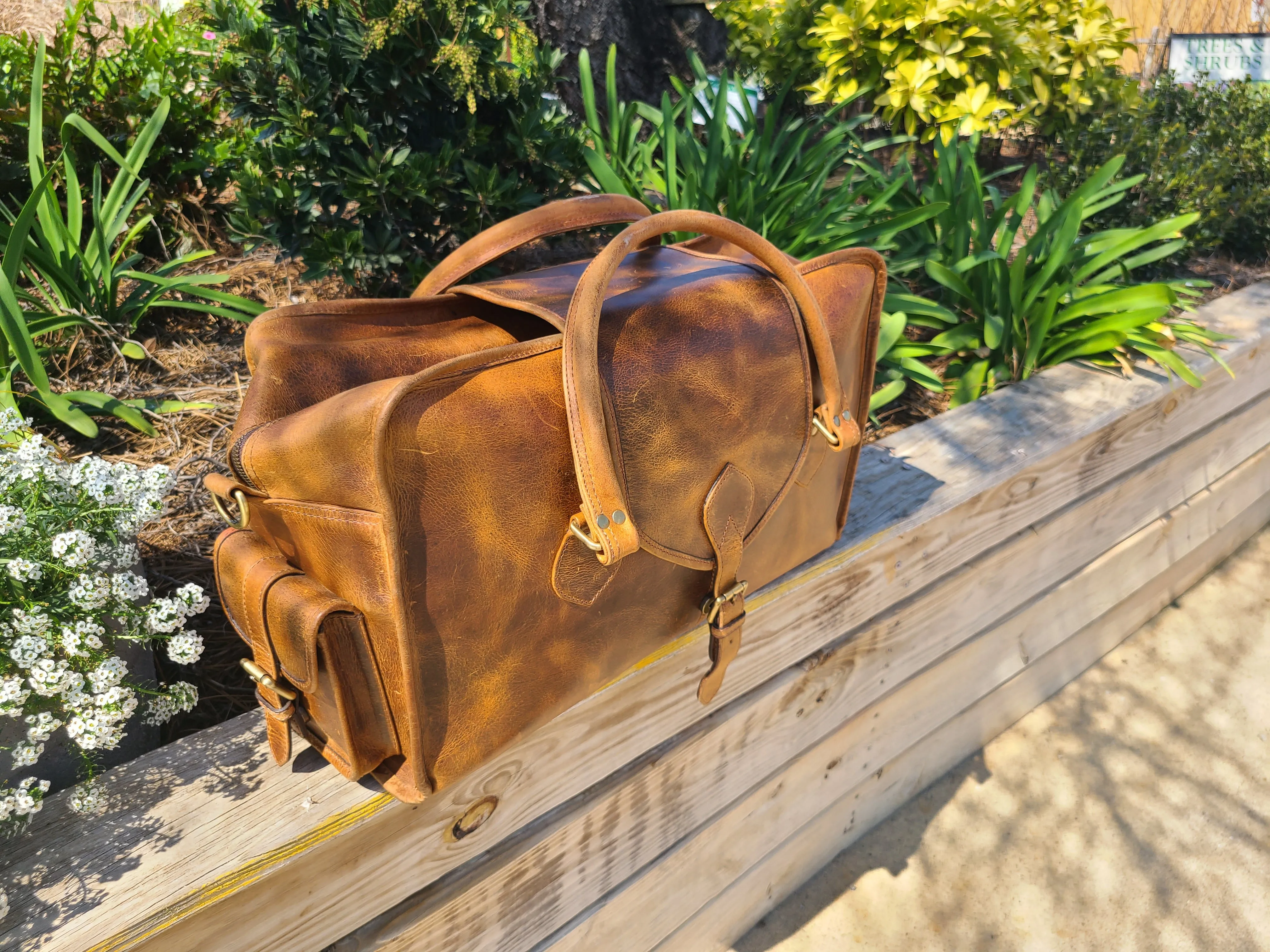 Italian Leather Weekender Duffel