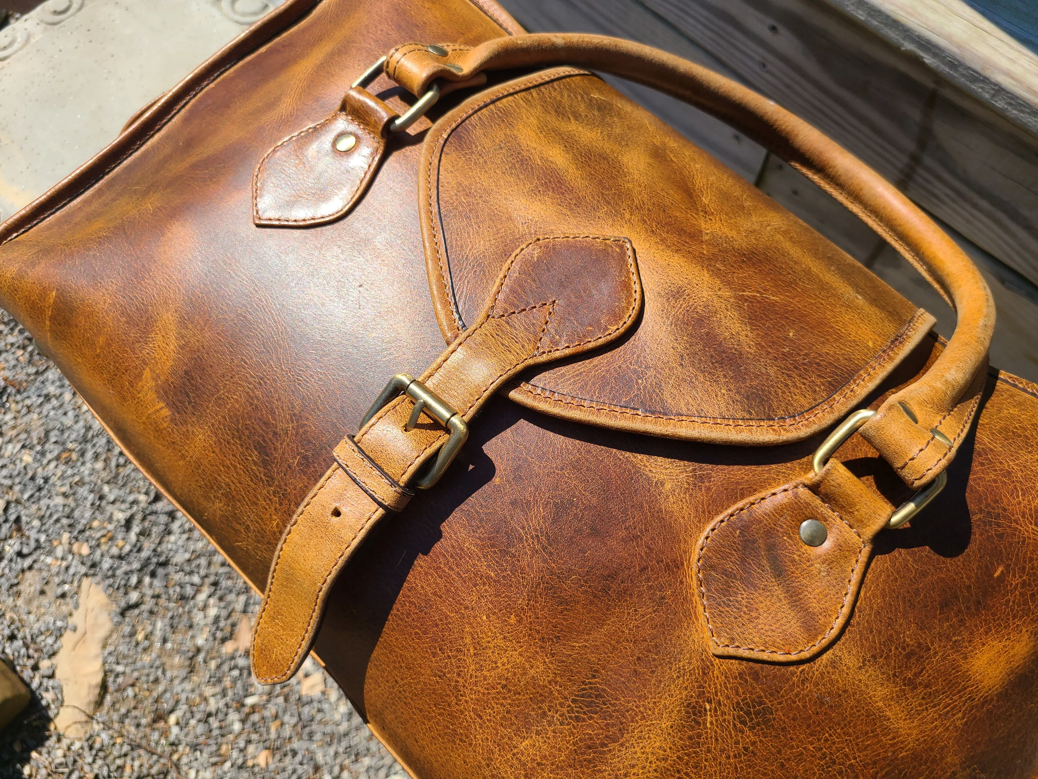 Italian Leather Weekender Duffel