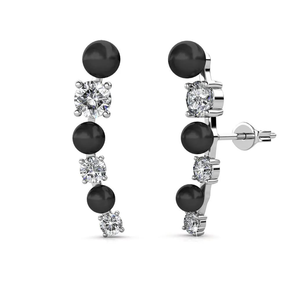 Juniper 18k White Gold Wrap Earrings with White Beads and Crystals