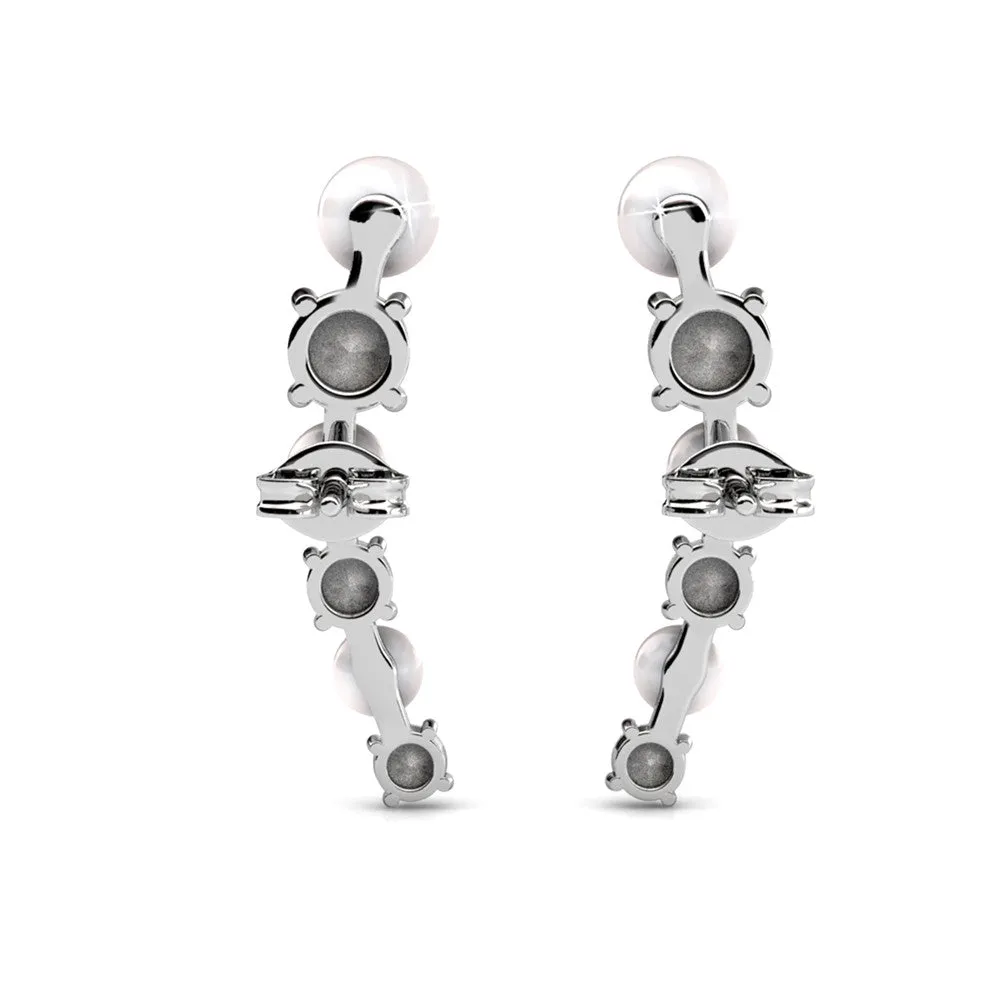 Juniper 18k White Gold Wrap Earrings with White Beads and Crystals